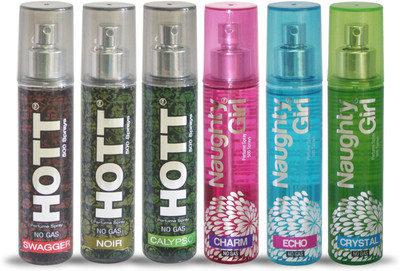 

Hott SWAGGER NOIR CALYPSO And Naughty Girl CHARM ECHO CRYSTAL Perfume For Combo Pack of 6 -60ML Eau de Parfum - 60 ml(For Men & Women)