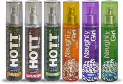 

Hott MUSK SWAGGER CALYPSO And Naughty Girl FEMME TOUCH CRYSTAL Perfume For Combo Pack of 6 -60ML Eau de Parfum - 60 ml(For Men & Women)