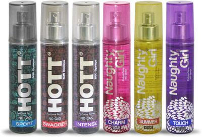 

Hott SPORT SWAGGER INTENSE And Naughty Girl CHARM SUMMER TOUCH Perfume For Combo Pack of 6 -60ML Eau de Parfum - 60 ml(For Men & Women)
