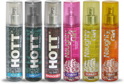 

Hott AQUA SPORT SWAGGER And Naughty Girl CHARM SUMMER FEMME Perfume For Combo Pack of 6 -60ML Eau de Parfum - 60 ml(For Men & Women)