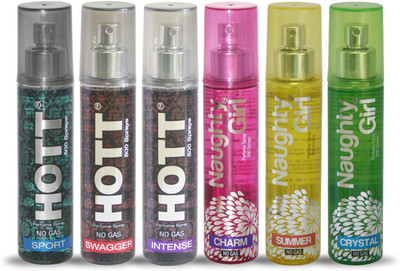 

Hott SPORT SWAGGER INTENSE And Naughty Girl CHARM SUMMER CRYSTAL Perfume For Combo Pack of 6 -60ML Eau de Parfum - 60 ml(For Men & Women)