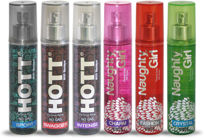 

Hott SPORT SWAGGER INTENSE And Naughty Girl CHARM FASHION CRYSTAL Perfume For Combo Pack of 6 -60ML Eau de Parfum - 60 ml(For Men & Women)