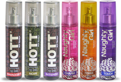 

Hott SWAGGER NOIR INTENSE And Naughty Girl CHARM FEMME TOUCH Perfume For Combo Pack of 6 -60ML Eau de Parfum - 60 ml(For Men & Women)