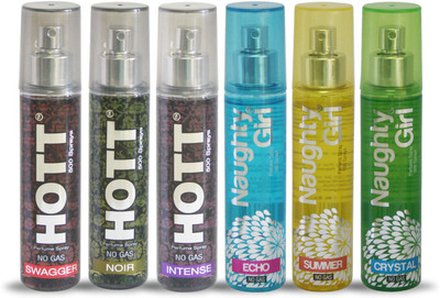 

Hott SWAGGER NOIR INTENSE And Naughty Girl ECHO SUMMER CRYSTAL Perfume For Combo Pack of 6 -60ML Eau de Parfum - 60 ml(For Men & Women)