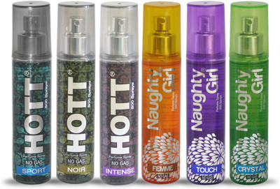 

Hott SPORT NOIR INTENSE And Naughty Girl FEMME TOUCH CRYSTAL Perfume For Combo Pack of 6 -60ML Eau de Parfum - 60 ml(For Men & Women)