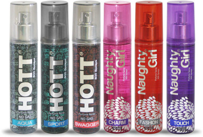 

Hott AQUA SPORT SWAGGER And Naughty Girl CHARM FASHION TOUCH Perfume For Combo Pack of 6 -60ML Eau de Parfum - 60 ml(For Men & Women)