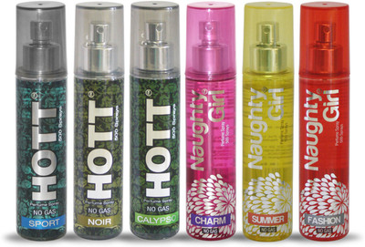 

Hott SPORT NOIR CALYPSO And Naughty Girl CHARM SUMMER FASHION Perfume For Combo Pack of 6 -60ML Eau de Parfum - 60 ml(For Men & Women)