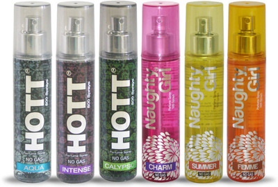 

Hott AQUA INTENSE CALYPSO And Naughty Girl CHARM SUMMER FEMME Perfume For Combo Pack of 6 -60ML Eau de Parfum - 60 ml(For Men & Women)