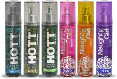 

Hott SPORT NOIR CALYPSO And Naughty Girl CHARM FEMME TOUCH Perfume For Combo Pack of 6 -60ML Eau de Parfum - 60 ml(For Men & Women)