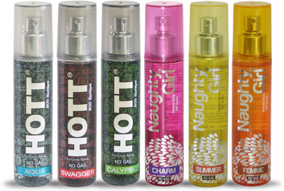 

Hott AQUA SWAGGER CALYPSO And Naughty Girl CHARM SUMMER FEMME Perfume For Combo Pack of 6 -60ML Eau de Parfum - 60 ml(For Men & Women)