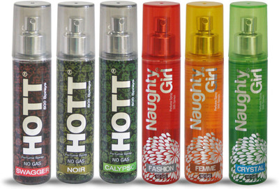 

Hott SWAGGER NOIR CALYPSO And Naughty Girl FASHION FEMME CRYSTAL Perfume For Combo Pack of 6 -60ML Eau de Parfum - 60 ml(For Men & Women)