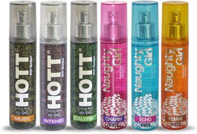 

Hott MUSK INTENSE CALYPSO And Naughty Girl CHARM ECHO FEMME Perfume For Combo Pack of 6 -60ML Eau de Parfum - 60 ml(For Men & Women)