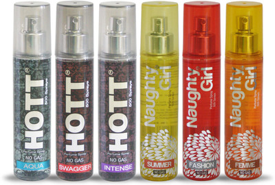 

Hott AQUA SWAGGER INSTANSE And Naughty Girl SUMMER FASHION FEMME Perfume For Combo Pack of 6 -60ML Eau de Parfum - 60 ml(For Men & Women)