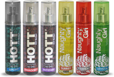 

Hott SPORT SWAGGER INTENSE And Naughty Girl SUMMER FASHION CRYSTAL Perfume For Combo Pack of 6 -60ML Eau de Parfum - 60 ml(For Men & Women)