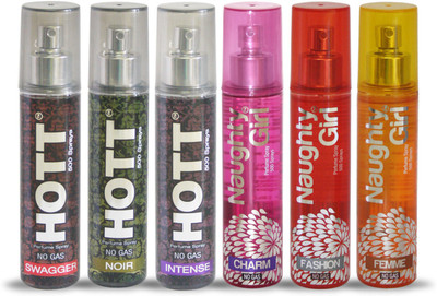 

Hott SWAGGER NOIR INTENSE And Naughty Girl CHARM FASHION FEMME Perfume For Combo Pack of 6 -60ML Eau de Parfum - 60 ml(For Men & Women)