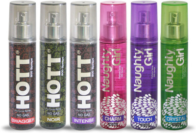

Hott SWAGGER NOIR INTENSE And Naughty Girl CHARM TOUCH CRYSTAL Perfume For Combo Pack of 6 -60ML Eau de Parfum - 60 ml(For Men & Women)