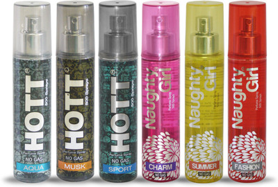 

Hott AQUA MUSK SPORT And Naughty Girl CHARM SUMMER FASHION Perfume For Combo Pack of 6 -60ML Eau de Parfum - 60 ml(For Men & Women)