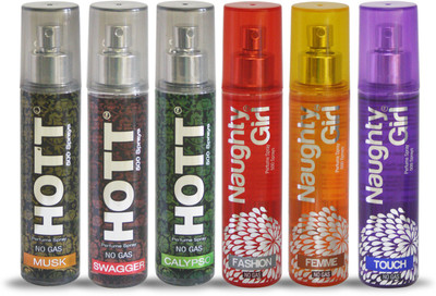 

Hott MUSK SWAGGER CALYPSO And Naughty Girl FASHION FEMME TOUCH Perfume For Combo Pack of 6 -60ML Eau de Parfum - 60 ml(For Men & Women)