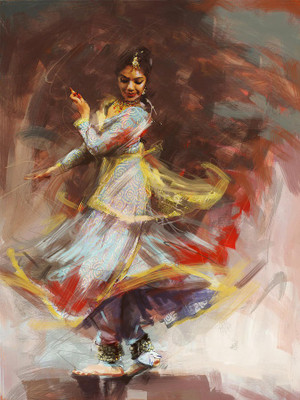 

digital painting Kathak Dance Painting Indian Art on LARGE PRINT 36X24 INCHES Photographic Paper(36 inch X 24 inch, Rolled)