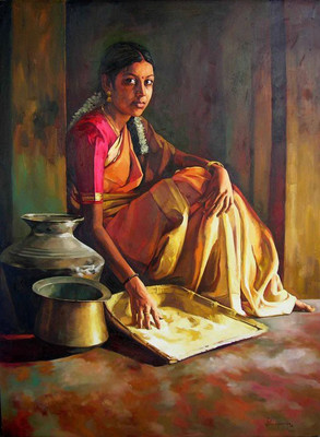 

indian painting girl HD Wallpaper on Art Paper Fine Art Print(19 inch X 13 inch, Rolled)