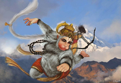 

Digital Painting Ram with Hanuman poster on LARGE PRINT 36X24 INCHES Photographic Paper(36 inch X 24 inch, Rolled)
