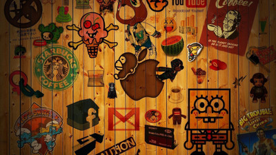 

apple cartoon wood texture poster on LARGE PRINT 36X24 INCHES Photographic Paper(36 inch X 24 inch, Rolled)