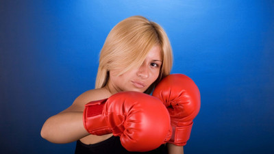 

boxing girl blue background on fine art paper 13x19 Fine Art Print(19 inch X 13 inch, Rolled)