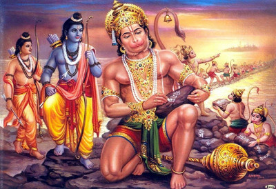 

Hanuman Ji with Shri Ram Ji 9 poster on fine art paper 13x19 Fine Art Print(19 inch X 13 inch, Rolled)