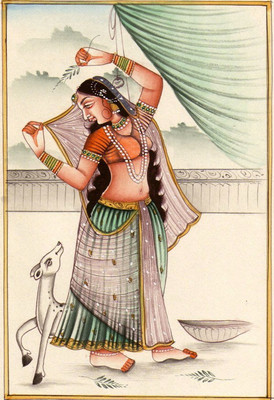 

Radha painting with dear on fine art paper 13x19 Paper Print(19 inch X 13 inch, Rolled)