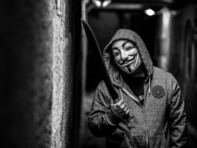 

anonymous guy fawkes mask mask machete on LARGE PRINT 36X24 INCHES Photographic Paper(36 inch X 24 inch, Rolled)