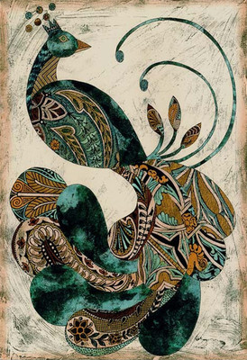 

Digital vintage peaccock Painting on LARGE PRINT 36X24 INCHES Photographic Paper(36 inch X 24 inch, Rolled)