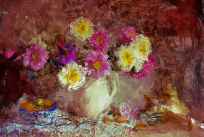 

Oil painting of beautiful flower pot italian ON LARGE PRINT 36X24 INCHES Photographic Paper(36 inch X 24 inch, Rolled)