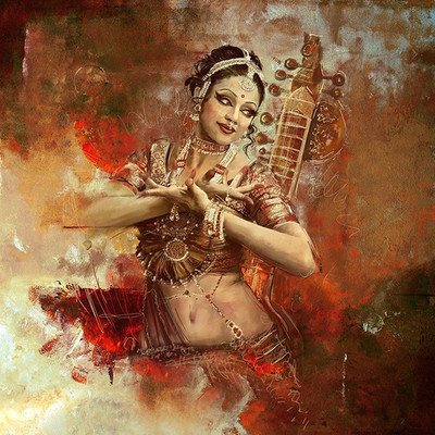 

digital painting kathak dancer 6 on LARGE PRINT 36X24 INCHES Photographic Paper(36 inch X 24 inch, Rolled)