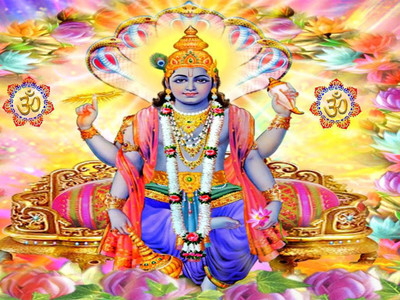 

vishnu ji Bhagwan poster on LARGE PRINT 36X24 INCHES Photographic Paper(36 inch X 24 inch, Rolled)