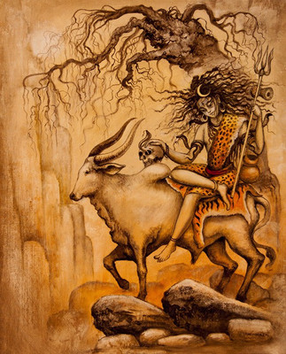 Shiva On Nandi Bull ON LARGE PRINT 36X24 INCHES Photographic Paper(36 inch X 24 inch, Rolled)