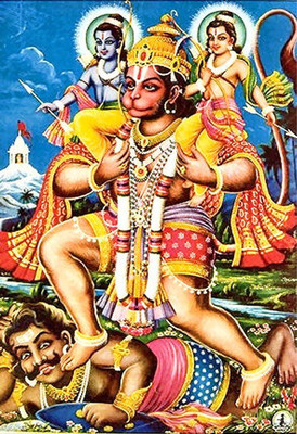 

Hanuman Ji conquers the demon Ahiravana on LARGE PRINT 36X24 INCHES Photographic Paper(36 inch X 24 inch, Rolled)