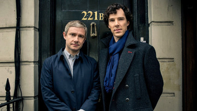 

sherlock season 3 bbc one sherlock holmes dr john watson benedict cumberbatch martin freeman door 221b baker street on fine art paper 13x19 Paper Print(19 inch X 13 inch, Rolled)