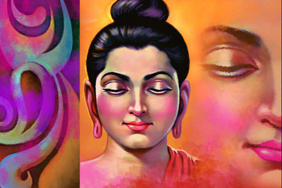 

budha painting HD Wallpaper on Art Paper Fine Art Print(19 inch X 13 inch, Rolled)