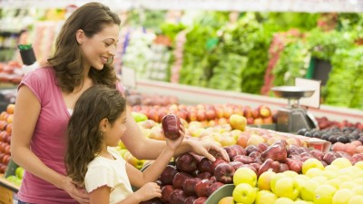 

mother daughter fruit apples supermarket choice purchase on LARGE PRINT 36X24 INCHES Photographic Paper(36 inch X 24 inch, Rolled)