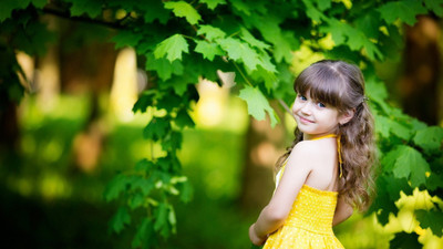 

Children Little girl in green maple on LARGE PRINT 36X24 INCHES Photographic Paper(36 inch X 24 inch, Rolled)