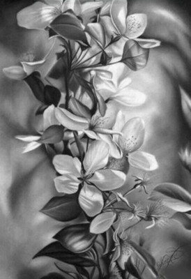 

Digital Painting grayscale flower sketch Poster Wallpaper on LARGE PRINT 36X24 INCHES Photographic Paper(24 inch X 36 inch, Rolled)