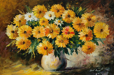 

painting flowers vase bouquet HD Wallpaper on Art Paper Fine Art Print(19 inch X 13 inch, Rolled)