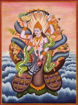 

vishnu ji Bhagwan poster on LARGE PRINT 36X24 INCHES Photographic Paper(36 inch X 24 inch, Rolled)