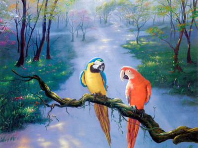 

beautiful parrot painting digital ON LARGE PRINT 36X24 INCHES Photographic Paper(36 inch X 24 inch, Rolled)