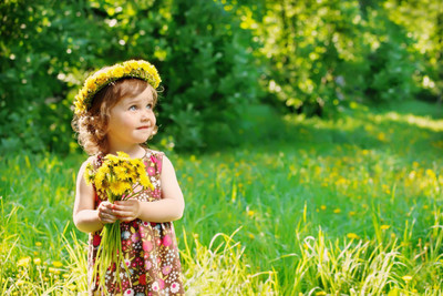 

People Children Little girl with a bouquet of dandelions on fine art paper 13x19 Paper Print(19 inch X 13 inch, Rolled)