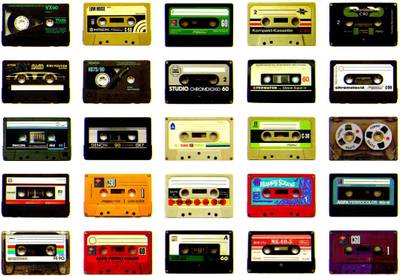 Vintage Cassettes Collection White Paper Print on LARGE PRINT 36X24 INCHES Photographic Paper