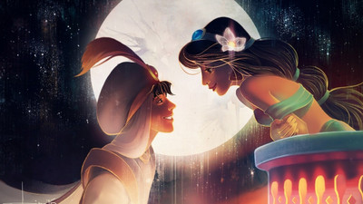 

jasmine aladdin moon sky cartoon poster on LARGE PRINT 36X24 INCHES Photographic Paper(36 inch X 24 inch, Rolled)