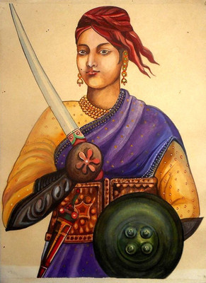 

Jhansi ki Rani Laxmi Bai Vintage Painting Indian freedom fighters Hand Painted ON LARGE PRINT 36X24 INCHES Photographic Paper(36 inch X 24 inch, Rolled)