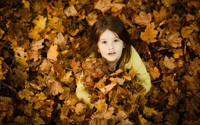

Children Girl buried in fallen leaves on LARGE PRINT 36X24 INCHES Photographic Paper(36 inch X 24 inch, Rolled)