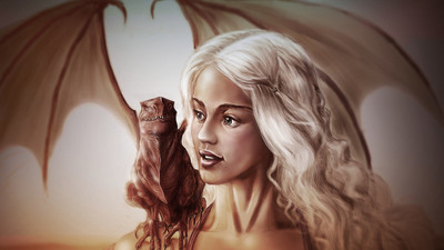 

art game of thrones daenerys targaryen emilia clarke girl dragon digital painting on fine art paper 13x19 Fine Art Print(19 inch X 13 inch, Rolled)
